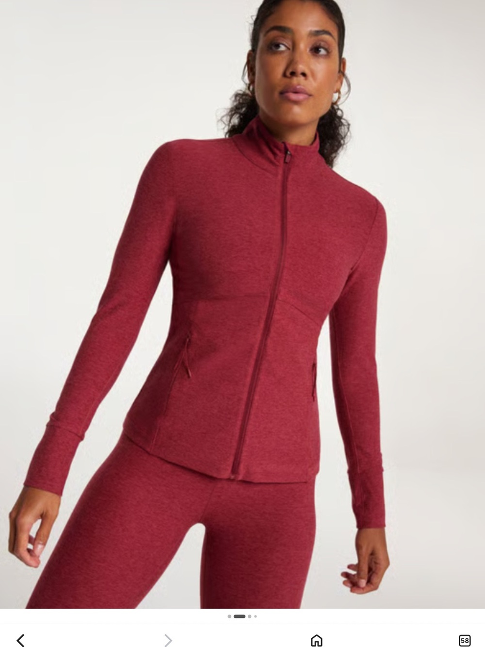 Calia Women's Bricklayer Heather Lustralux Burgundy Zip-Up Jacket NWOT LARGE